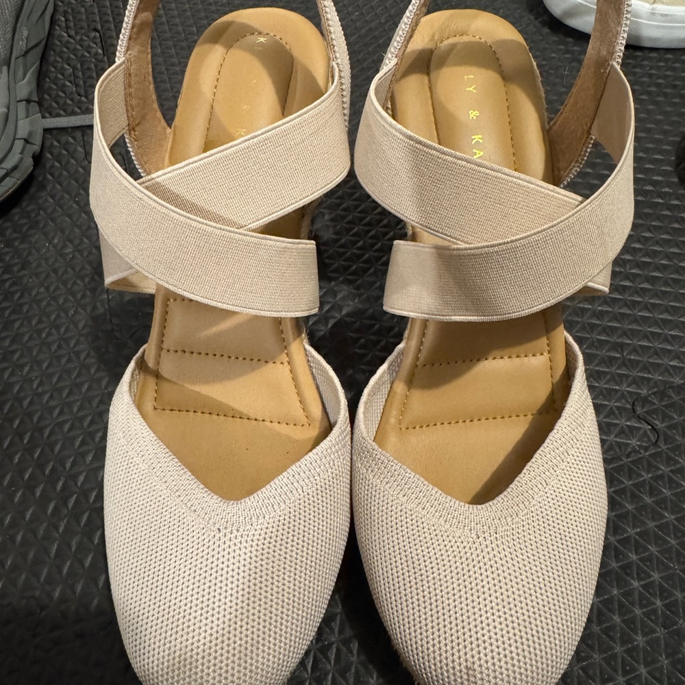 Kelly & Katie Cream Wedge Sandals